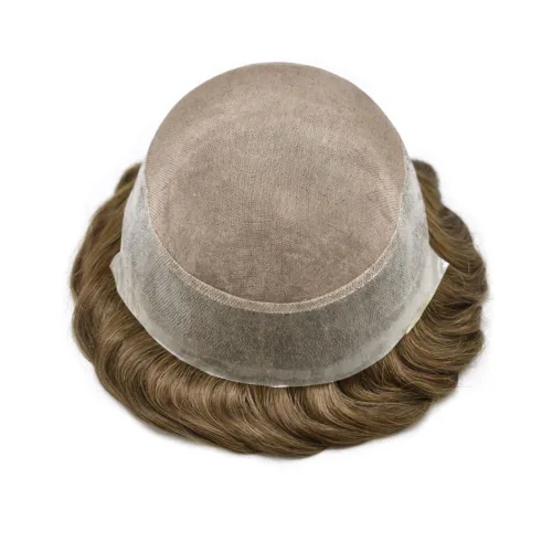 Vista 3 de Toupee para hombres Piezas de pelo fino mono para hombre Toupee sistema de reemplazo de pelo para hombres línea capilar natural para hombre postizo
