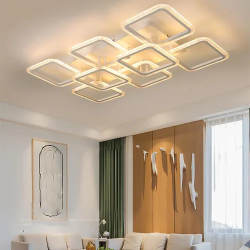 Vista 22 de Lámpara LED de techo regulable, 5 luces de techo de 23 pulgadas, montaje empotrado, lámpara de 80 W para sala de estar, dormitorio, cocina