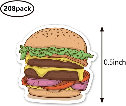Vista 2 de Calcomanías para planificador de hamburguesas, álbum de recortes de 0.5 pulgadas para niños, calendario, manualidades, paquete de 208