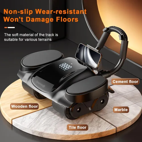 Vista 4 de Ab Roller Wheel with Elbow Support - Abdominal Rebound Roller with LCD Large Screen Display