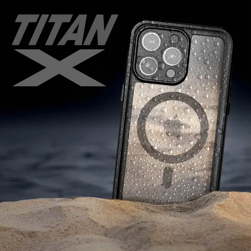 Vista 9 de Encased Titan - Funda impermeable para iPhone 15 Pro con clip para cinturón (compatible con MagSafe), funda protectora de cuerpo completo con funda