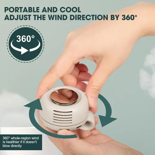 Vista 4 de Mini ventilador silencioso portátil sin aspas, ventilador de clip pequeño, ventiladores de clip de 3 velocidades para exteriores, viajes y oficina