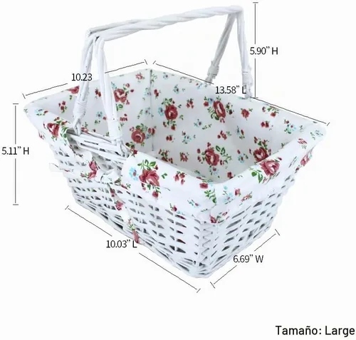 Vista 7 de Kingwillow - Cesta de picnic de mimbre blanco con asas