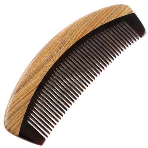 Vista 3 de Breezelike Peine para el cabello – Peine de dientes finos de madera para mujeres, hombres y niños – Peine de cuerno de búfalo de sándalo sin estática