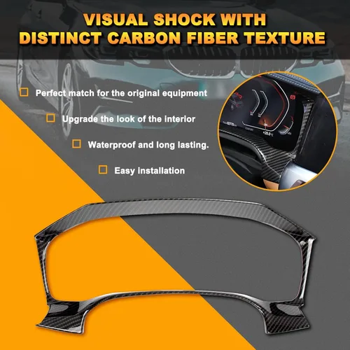 Vista 3 de Xotic Tech - Cubierta de marco de instrumentos para consola central interior, patrón de fibra de carbono, compatible con BMW Serie 3 G20 G28