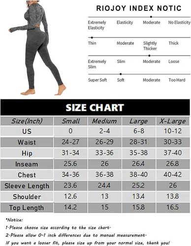 Vista 6 de RIOJOY Conjunto de 2 piezas de yoga para mujer, sin costuras, manga larga, con agujeros para el pulgar, yoga, gimnasio, compresión, camisetas