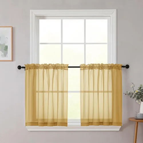 Vista 203 de 2 paneles de cortinas traslúcidas blancas para dormitorio, sala de estar, 96 pulgadas de largo, modernas, suaves, ligeras, con bolsillo para barra