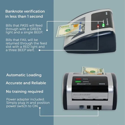 Vista 5 de AccuBANKER D450 - Máquina de verificación de dinero falsificado con detección magnética, infrarroja, de marcas de agua y microimpresión, paquete