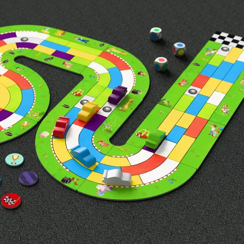 Vista 2 de HABA Monza Car Racing - Juego de mesa para niños, juego de estrategia a juego de colores, a partir de 5 años