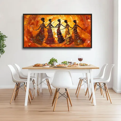 Vista 5 de Quorin Arte de Pared Grande Afroamericano Abstracto de Chica Negra Mujer Imágenes de Danza Decoración de Pared Retro Étnico Impresión en Lienzo