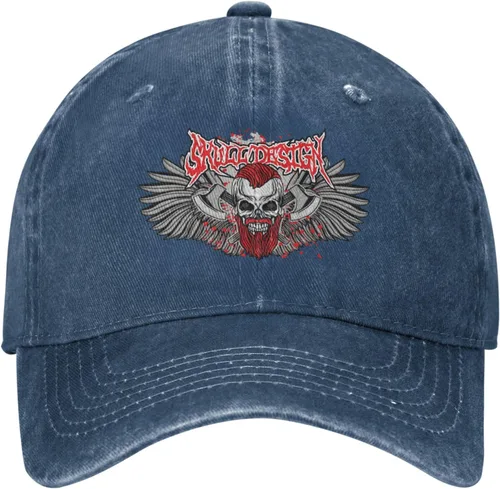Vista 2 de Sombrero de vaquero de moda para hombre y mujer, ajustable para cuatro estaciones, gorra de béisbol del infierno con ángel, azul marino, Azul marino