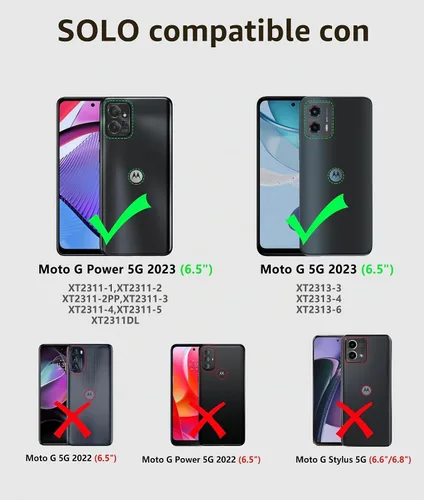 Vista 2 de FNTCASE Funda para Moto G 5G 2023/G Power 5G 2023: doble capa Negro