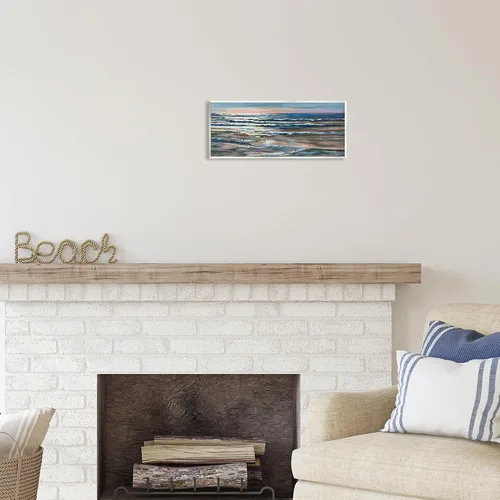Vista 2 de Stupell Industries Placa abstracta de pared con brillo oceánico por Jeanette Vertentes Stupell Industries 17 x 7 Inches, Easy to Hang and