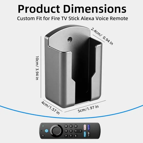 Vista 2 de Soporte remoto compatible con Fire TV Stick Alexa Voice Remote, autoadhesivo, soporte para control remoto de TV, ajuste cómodo de precisión