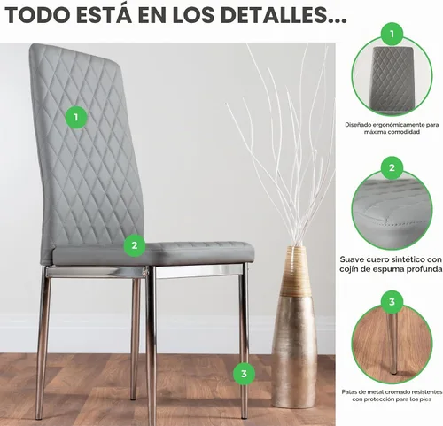 Vista 3 de Furniturebox UK Enna - Mesa de comedor extensible de cristal blanco y 6 sillas Milan (6 sillas capuchino)