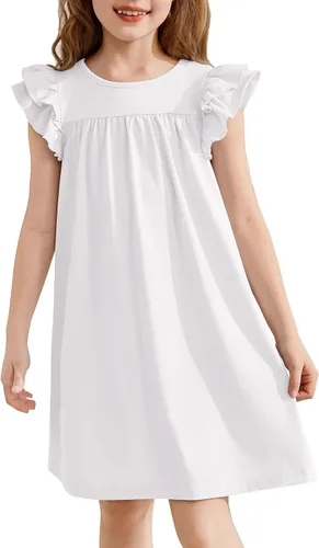 Vista 13 de Arshiner Camisones para niñas, lindos volantes, manga corta, pijamas de princesa, camisón para dormir
