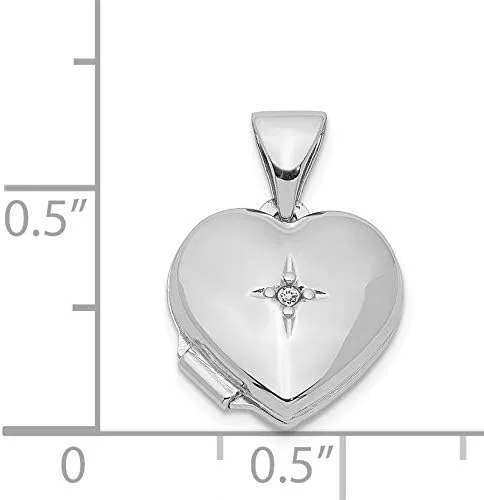 Vista 3 de 12mm Diamond Accent diseño con forma de corazón Locket en plata de ley