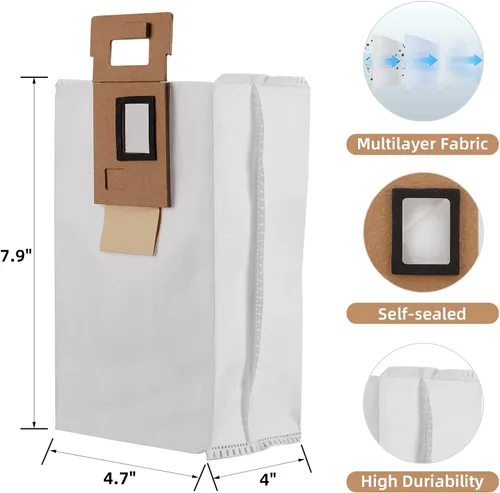 Vista 3 de Paquete de 4 bolsas de polvo para aspiradora Roborock S7 / S7+ Base de vacío automático Juego de accesorios de fábrica de fuente de bolsa