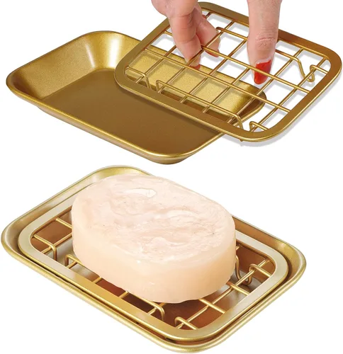 Vista 6 de SheeChung Jabonera para baño y cocina, bandeja para jabón de acero Negro