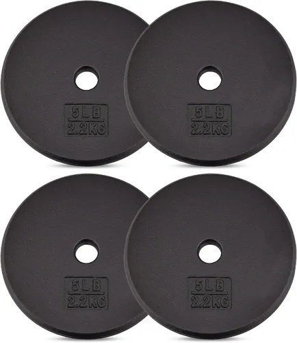 Vista 11 de Yes4All Standard Weight Plates, 1-Inch Cast Iron Barbell Weights, Wide Range 5–50 LB, Ideal for Strength Training & Workout Routine, Available in