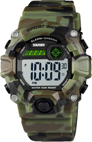 Vista 4 de CakCity Boys Camouflage LED Sports Kids Watch Waterproof Digital Electronic Military Wrist Watches for Kids with Silicone Band Alarm Stopwatch
