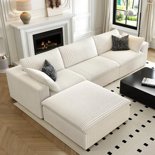 Vista 36 de LoveSeat Cloud Couch Sofá Seccional Modular para Sala de Estar, Sofá Moderno con Asiento Profundo, Sofá de 2 Plazas Sin Huesos con Otomana, Cómodos