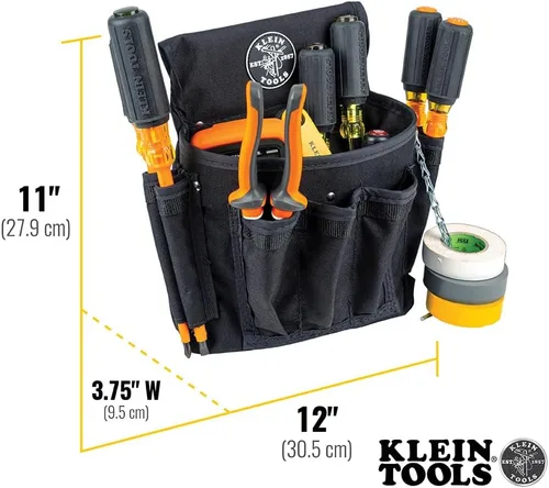 Vista 2 de Klein Tools 5710M Electrician's Powerline - Cinturón acolchado para herramientas y bolsa de herramientas, mediano, 4 piezas