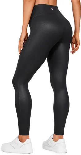 Vista 2 de CRZ YOGA Butterluxe Matte Faux Leather Leggings for Women 28'' - No Front Seam High Waist Stretch Tights Pleather Pants