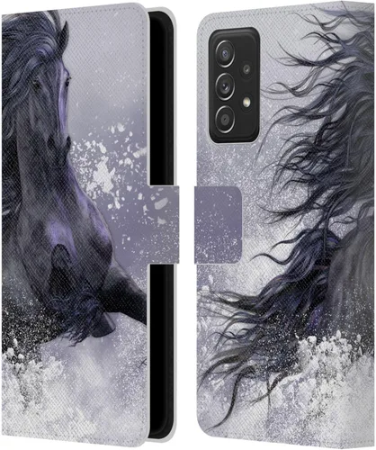 Vista 156 de Head Case Designs Officially Licensed Laurie Prindle A Morgan Christmas Western Stallion Leather Wallet Case Compatible with Samsung Galaxy A07 4G