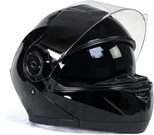 Vista 8 de Milwaukee Helmets MPH9815DOT Breeze - Casco modular de motocicleta avanzado negro brillante con visera desplegable