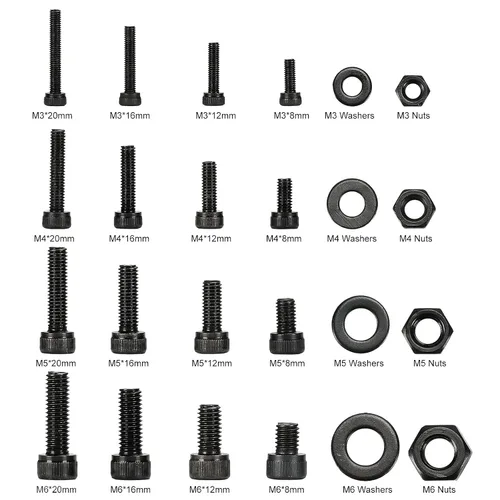 Vista 5 de Juego de 590 tornillos y tuercas surtidos, tornillos métricos M3 M4 M5 M6, tornillos de cabeza hexagonal, tuercas y arandelas con llave, acero al