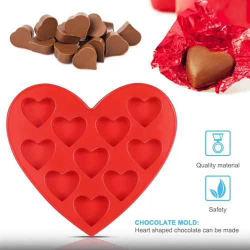 Vista 3 de Molde de silicona para tartas, molde para hacer dulces, molde de chocolate en forma de corazón, bandeja para cubitos de hielo, molde para hornear