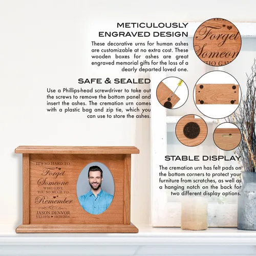 Vista 2 de Lifesong Milestones Urnas funerarias de madera para cenizas para adultos, urnas de cremación de madera masculinas para cenizas de adultos, urnas