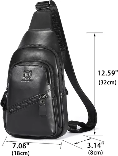 Vista 103 de LUKZIJAES Bolso bandolera de cuero genuino para hombre