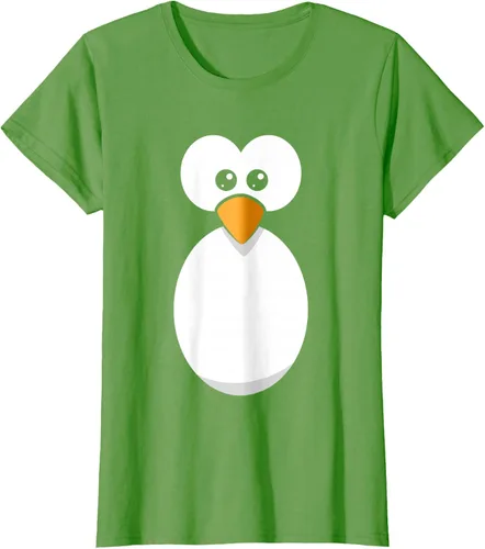 Vista 53 de Camiseta divertida con diseño de cara de pingüino o disfraz fácil, color negro, talla S