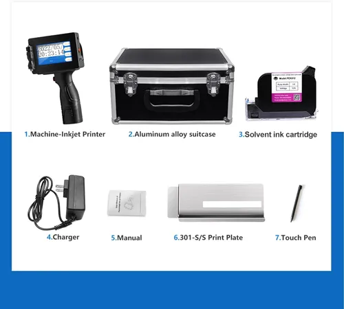 Vista 7 de PEKOKO LB100S Impresora de inyección de tinta térmica TIJ portátil inteligente de mano de 0.500 in en línea QR Bar Lote Número de fecha Máquina