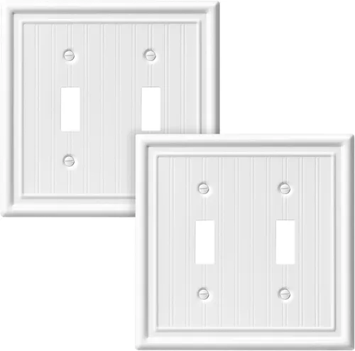 Vista 9 de DEWENWILS Paquete de 4 tapas blancas para enchufes y placas de interruptores, placas decorativas de pared de metal para interruptores de luz y tomas