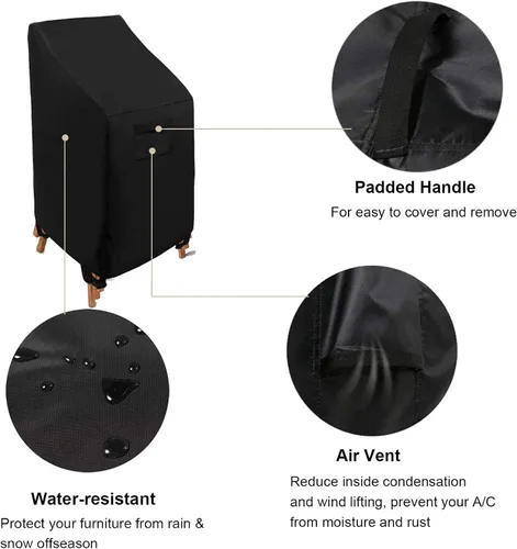 Vista 2 de WOMACO Funda apilable para silla de patio, impermeable, para exteriores, con respaldo alto, resistente al agua, para muebles de exterior, protector