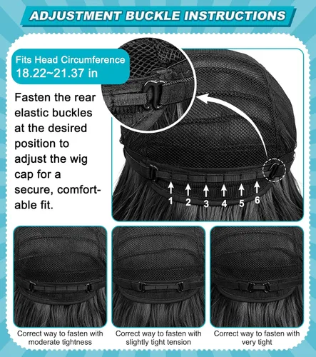 Vista 4 de Peluca negra con moño y flequillo para niños, peluca de cosplay de Negro oscuro