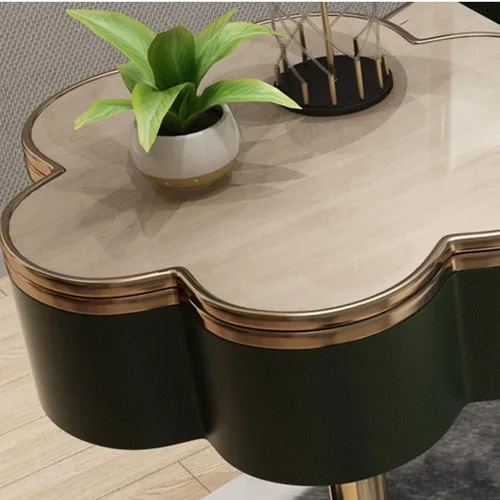 Vista 2 de Mesa de maquillaje, tocador en forma de arco y armario de almacenamiento en uno, mesa de maquillaje simple lacada para dormitorio con tocadores
