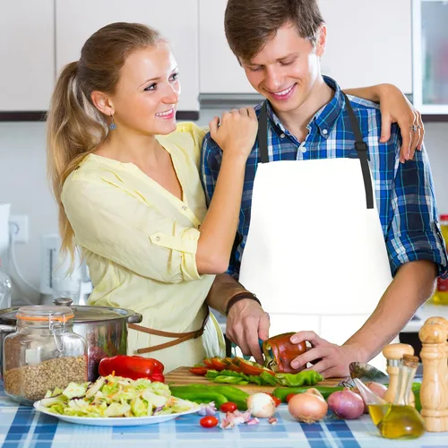 Vista 6 de Delantal, delantal con cuello ajustable para mujer, adecuado para el hogar, cocina, delantal de cocina