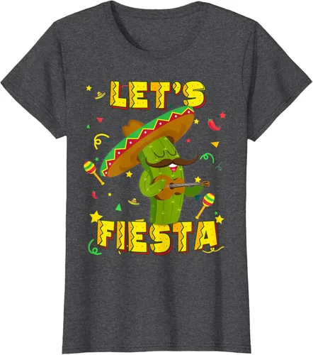 Vista 4 de Cinco De Mayo - Camiseta de regalo con sombrero de cactus Let's Fiesta, Negro, S