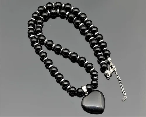 Vista 7 de Colgante de corazón de aventurina natural, Collar de cuentas de aventurina genuina, Collar de piedra verde, Collar de piedras preciosas, Cuentas