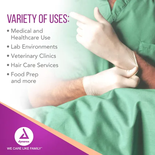 Vista 5 de Dynarex Guantes quirúrgicos de látex desechables estériles, sin polvo, empaquetados estérilmente en pares, uso médico y sanitario profesional