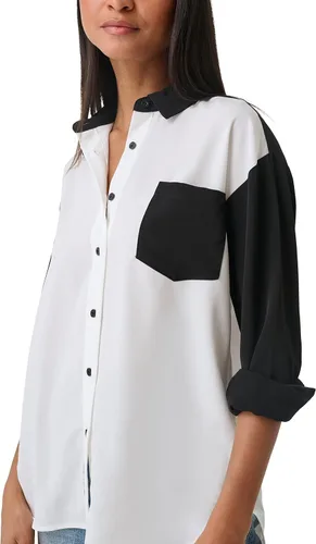 Vista 6 de Karl Lagerfeld Paris Blusa deportiva de manga larga suave con bloques de color para mujer