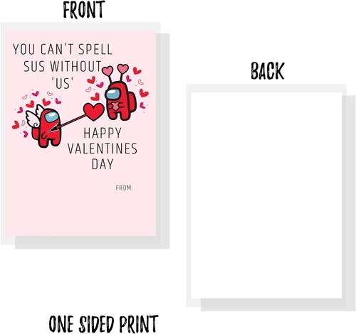 Vista 4 de Lashicorn A mong Us - Paquete de 30 tarjetas de San Valentín Día de San Valentín Ideal para combinar con mini figuras de Among Us Diseño Sus