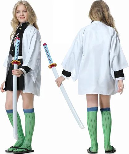 Vista 4 de Antsoldier Mitsuri Muichirou - Disfraz de cosplay para niños con peluca, disfraz de anime cosplay, kimono, uniforme de Navidad para niños y adultos