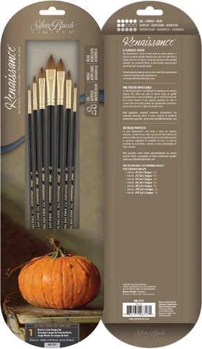 Vista 9 de Silver Brush Limited RN-7172 Renaissance Basic Starter Pro - Juego de 4 pinceles profesionales de mango largo rojo para óleo, acrílico, gouache