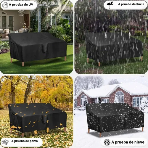 Vista 7 de OutdoorLines - Funda impermeable para sofá biplaza para exteriores UV Resistant Patio Sofa Covers Weatherproof Heavy Duty Glider Covers for Negro
