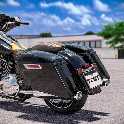 Vista 10 de TCMT Alforjas estiradas de 4" para Harley Street Glide 2014-23 Billiard Red